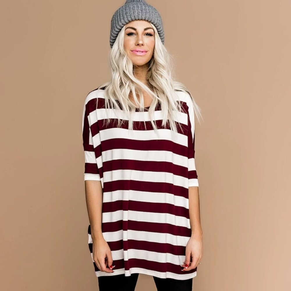 NWT Dressed In Lala Gimme Gimme Striped Top, Size XL